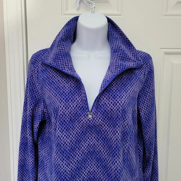 Columbia 1/4 Zip Pullover Purple Chevron Fleece Soft Cozy Colorful Women's M - Picture 4 of 9